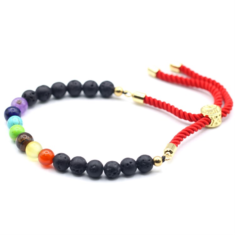 BRACCIALE CHIUSURA SCORREVOLE - PIETRA LAVICA E 7 CHAKRA Cristalli e altro Cristalli e altro