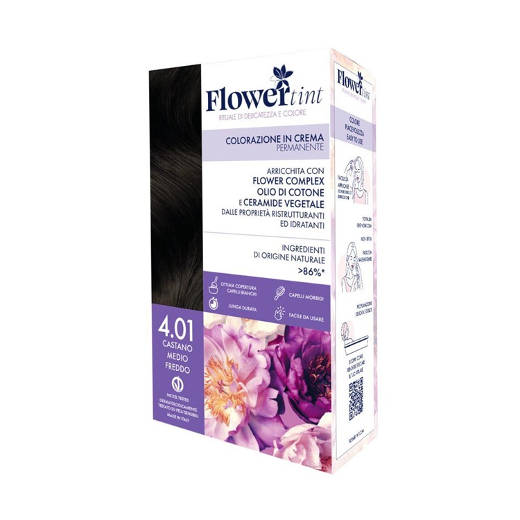 TINTA PER CAPELLI PERMANENTE - 4.01 CASTANO MEDIO FREDDO FlowerTint FlowerTint